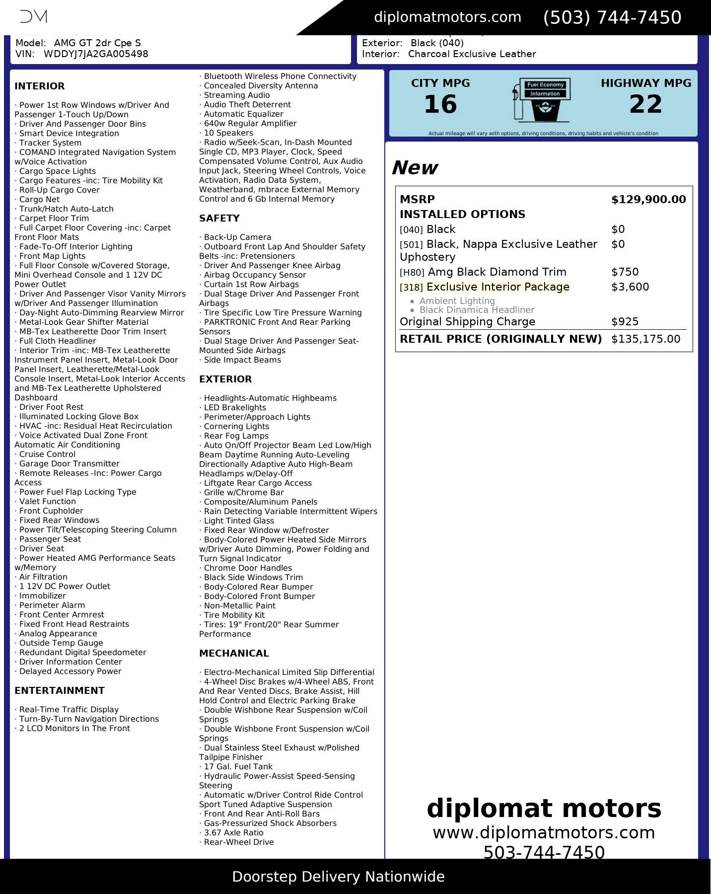 Used 2016 Mercedes-Benz AMG GT S image 2