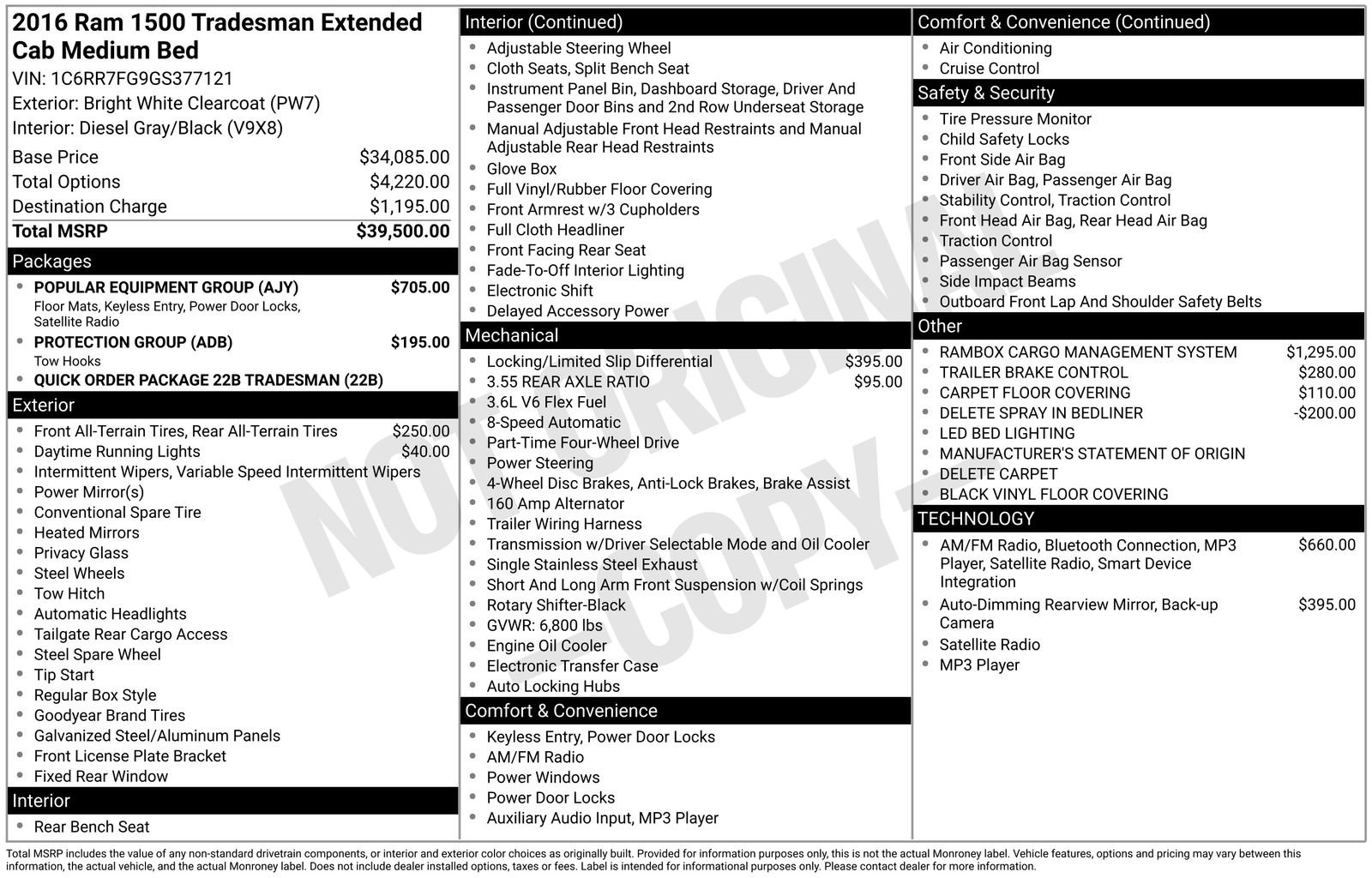 Used 2016 RAM 1500 Tradesman w/ Popular Equipment Group image 3
