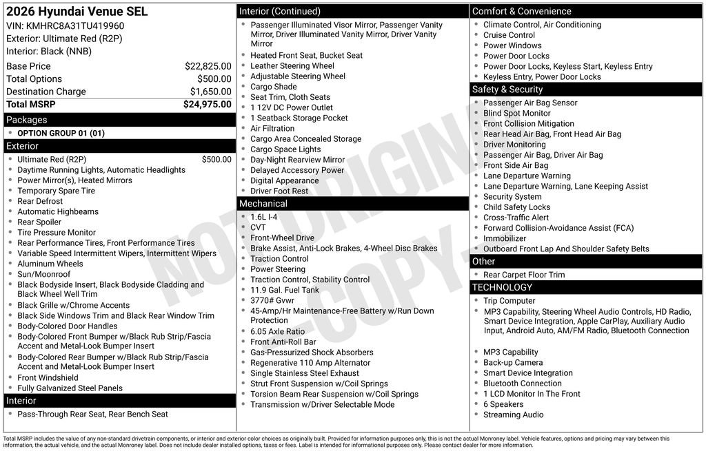 Used 2026 Hyundai Venue SEL FWD image 6
