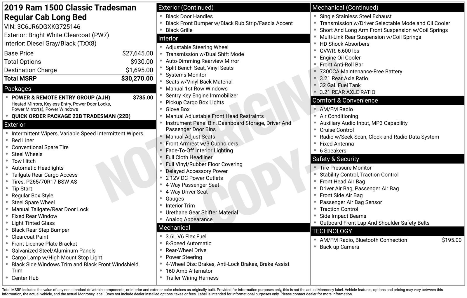 Used 2019 RAM 1500 Tradesman w/ Power & Remote Entry Group image 4