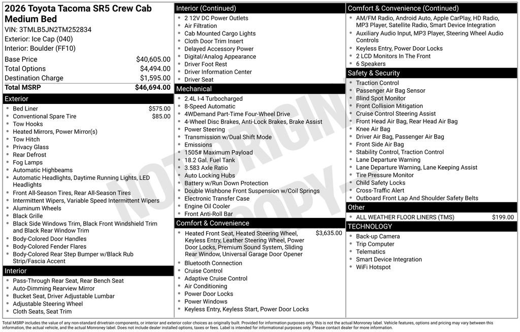 New 2026 Toyota Tacoma SR5 AWD/4WD image 4