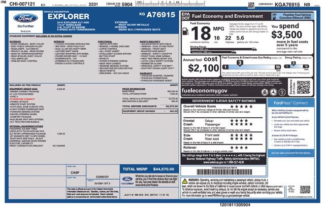 Used 2019 Ford Explorer XLT w/ Equipment Group 202A AWD/4WD image 39