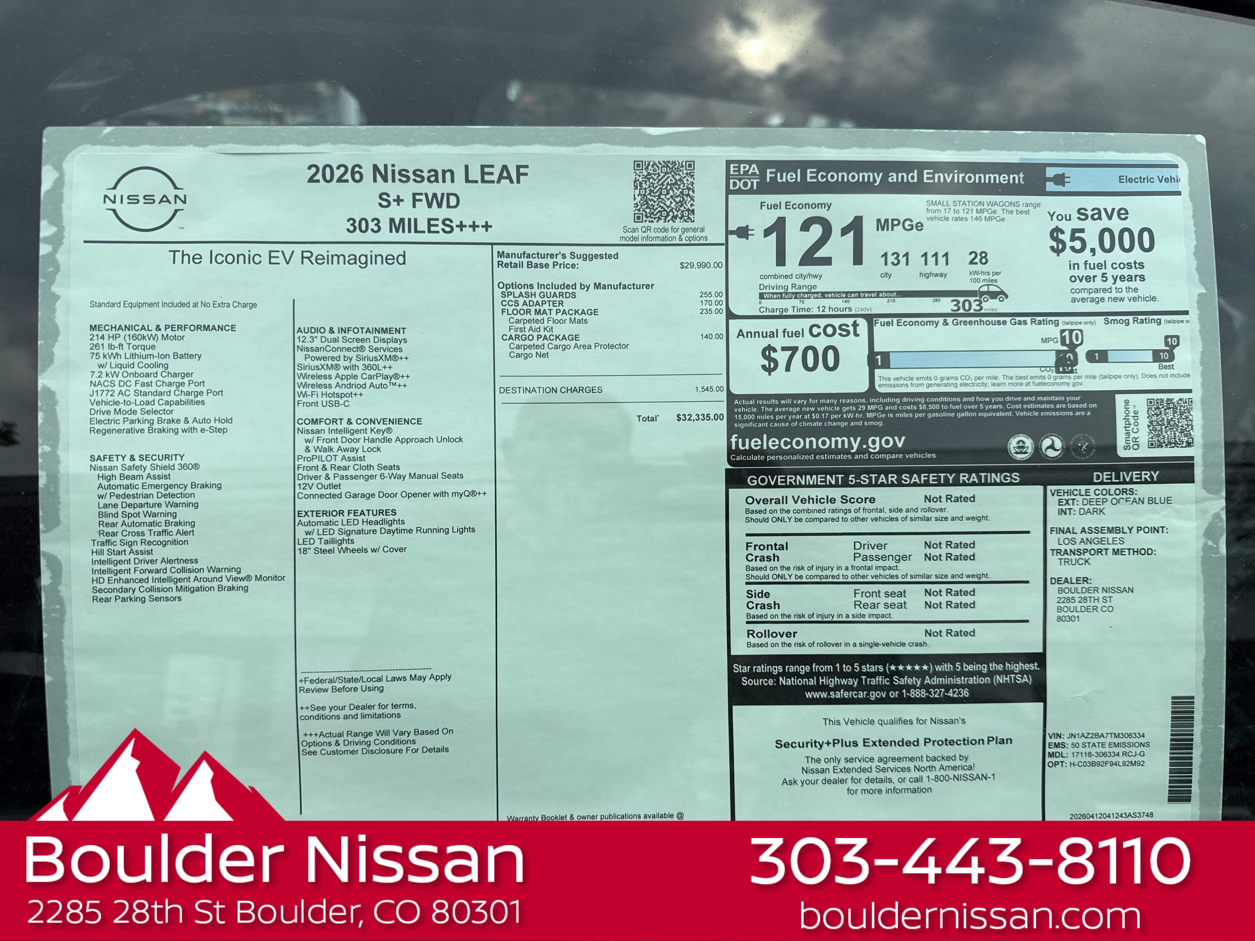 New 2026 Nissan Leaf w/ Floor Mat Package (S+) FWD image 4