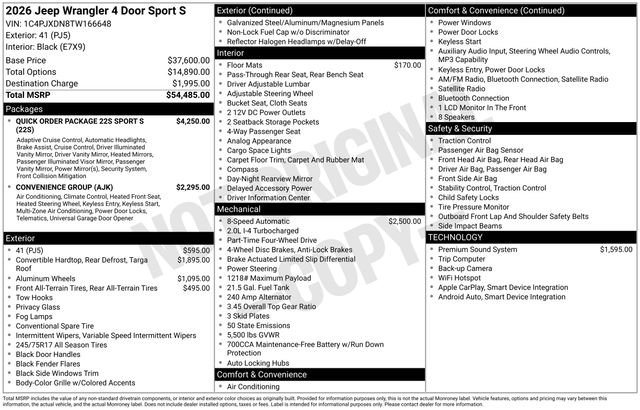 New 2026 Jeep Wrangler Sport S image 45