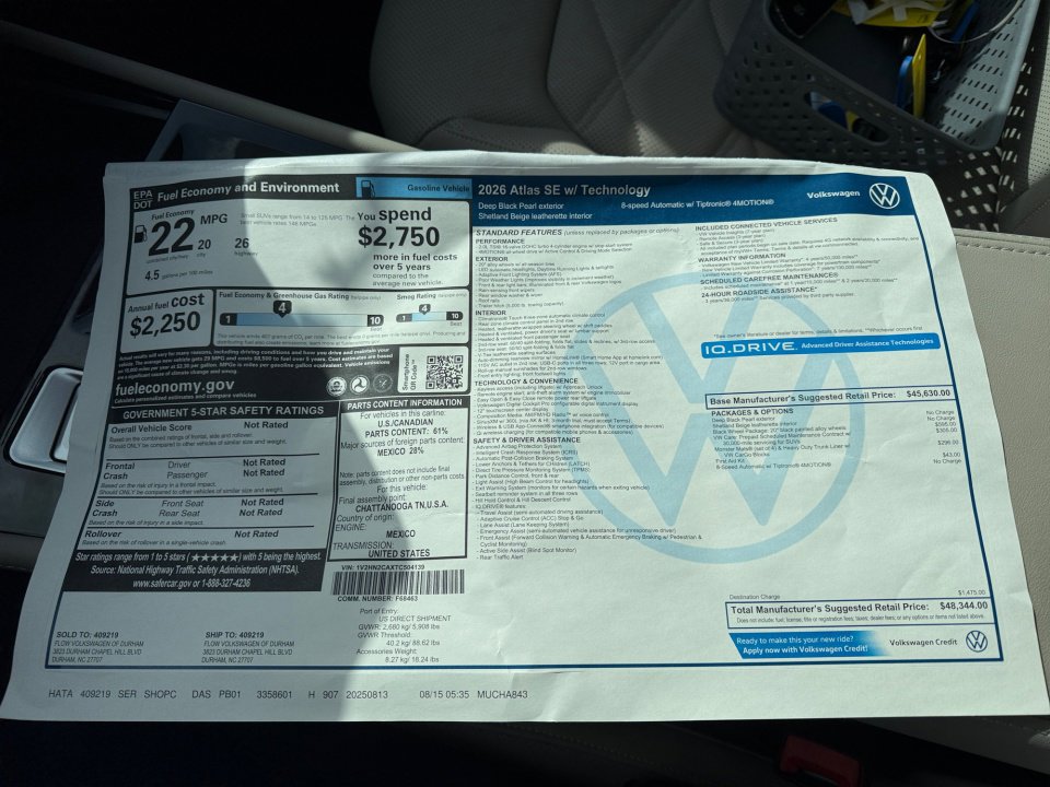New 2026 Volkswagen Atlas SE image 33
