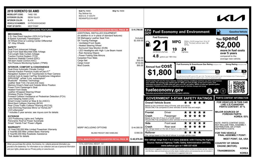 Used 2019 Kia Sorento SX w/ SX Touring Package image 7