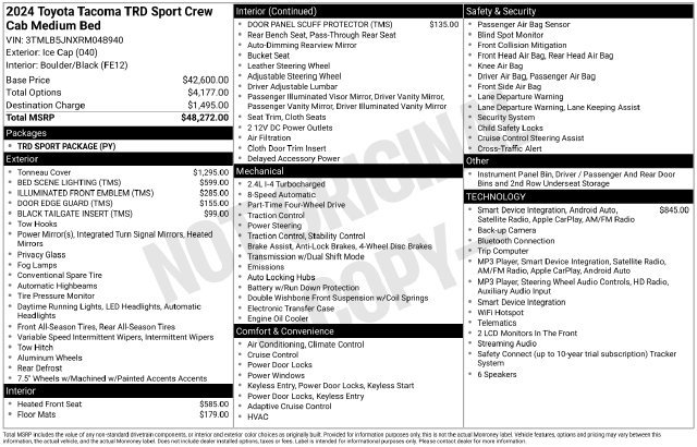 Used 2024 Toyota Tacoma TRD Sport AWD/4WD image 41