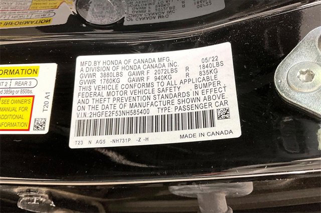 Certified 2022 Honda Civic Sport image 32