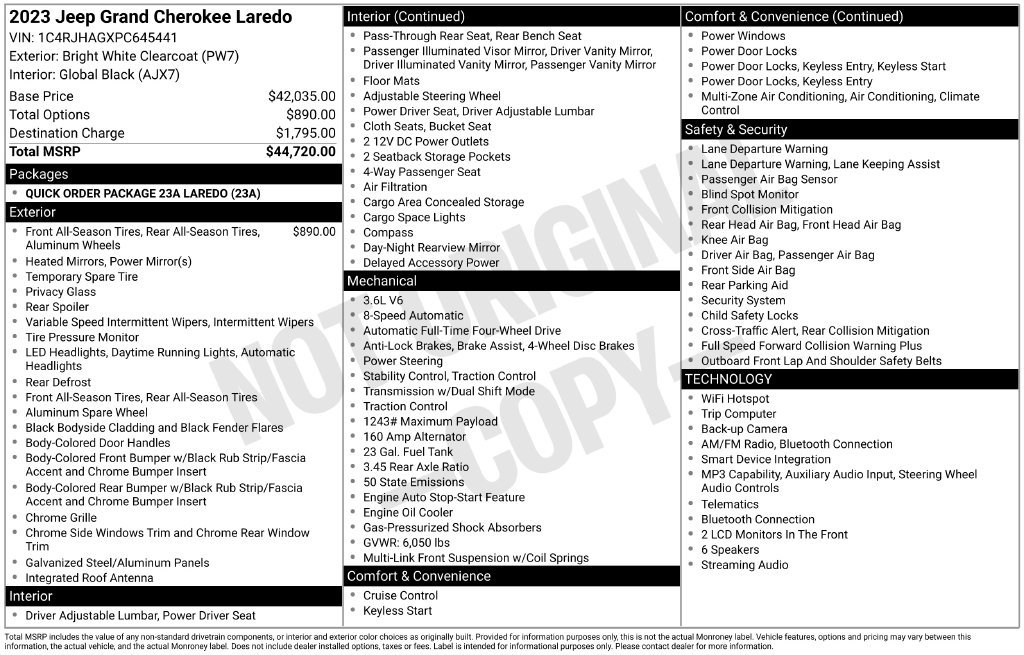 Certified 2023 Jeep Grand Cherokee Laredo AWD/4WD image 38
