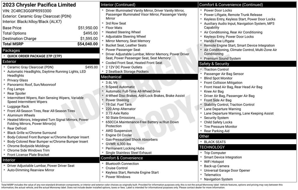 Used 2023 Chrysler Pacifica Limited AWD/4WD image 6