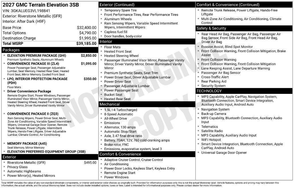 New 2027 GMC Terrain Elevation w/ Elevation Premium Package AWD/4WD image 11