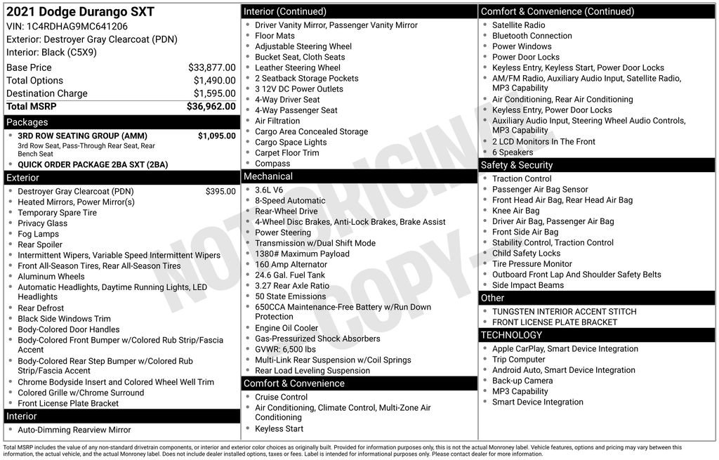 Used 2021 Dodge Durango SXT w/ 3rd Row Seating Group image 6