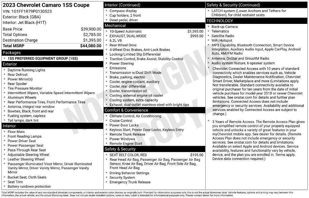 Certified 2023 Chevrolet Camaro SS RWD image 4