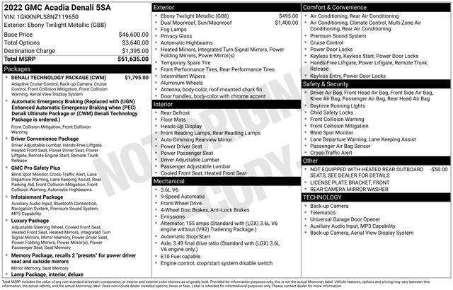 Used 2022 GMC Acadia Denali w/ Denali Technology Package FWD image 1