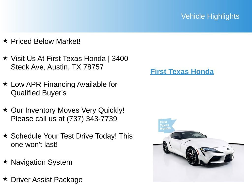 Used 2020 Toyota Supra Premium w/ Driver Assist Package RWD image 9