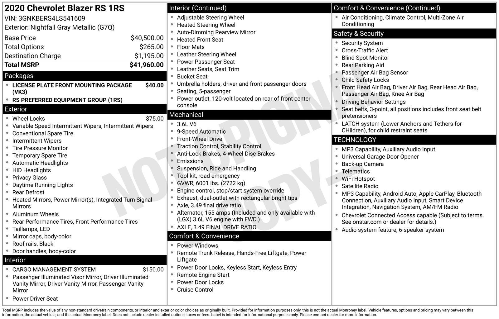 Used 2020 Chevrolet Blazer RS FWD image 15