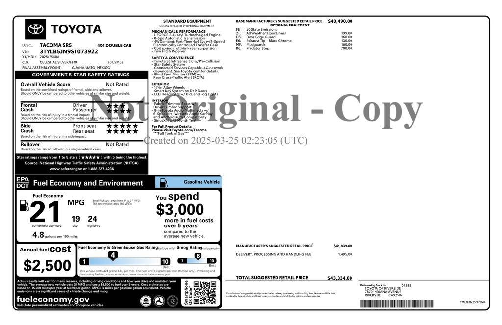 Used 2025 Toyota Tacoma SR5 AWD/4WD image 2