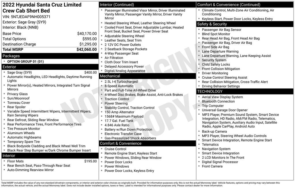 Used 2022 Hyundai Santa Cruz Limited image 8