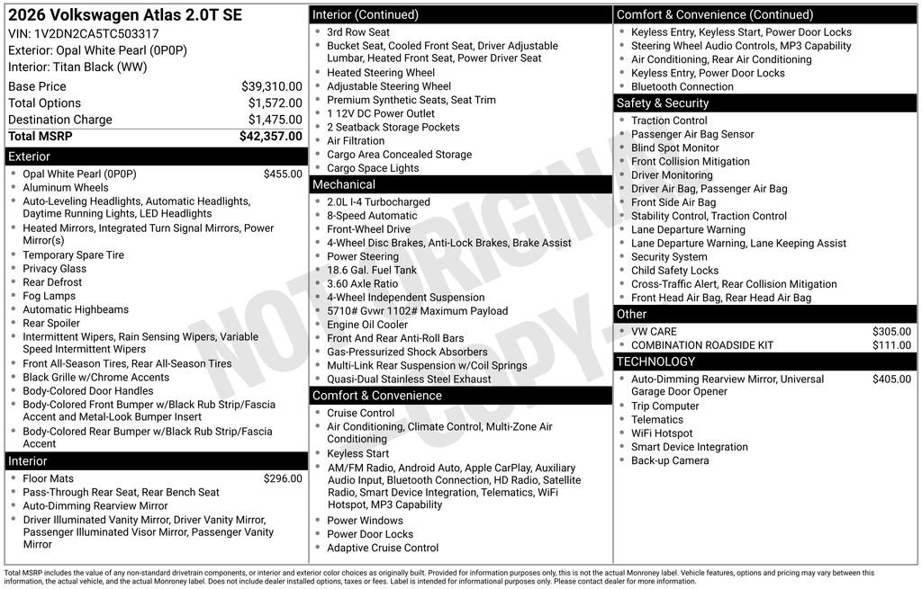 Certified 2026 Volkswagen Atlas SE FWD image 32