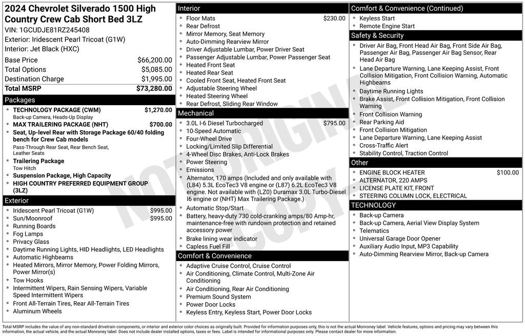 Used 2024 Chevrolet Silverado 1500 High Country w/ Technology Package AWD/4WD image 2
