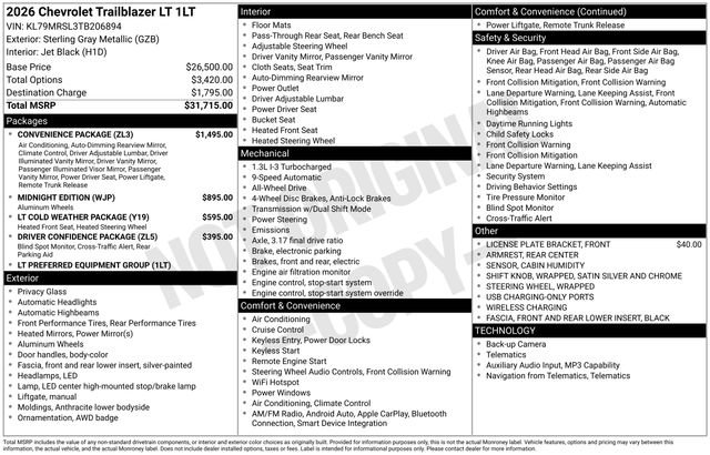New 2026 Chevrolet TrailBlazer LT w/ Convenience Package AWD/4WD image 24