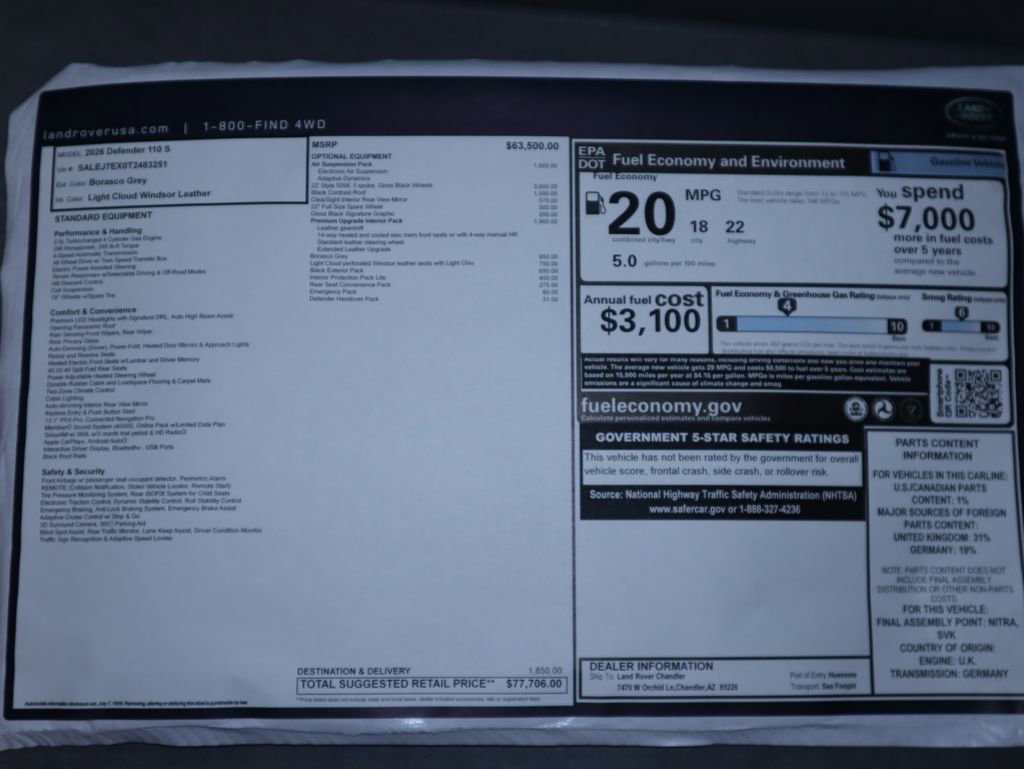 New 2026 Land Rover Defender 110 S image 9