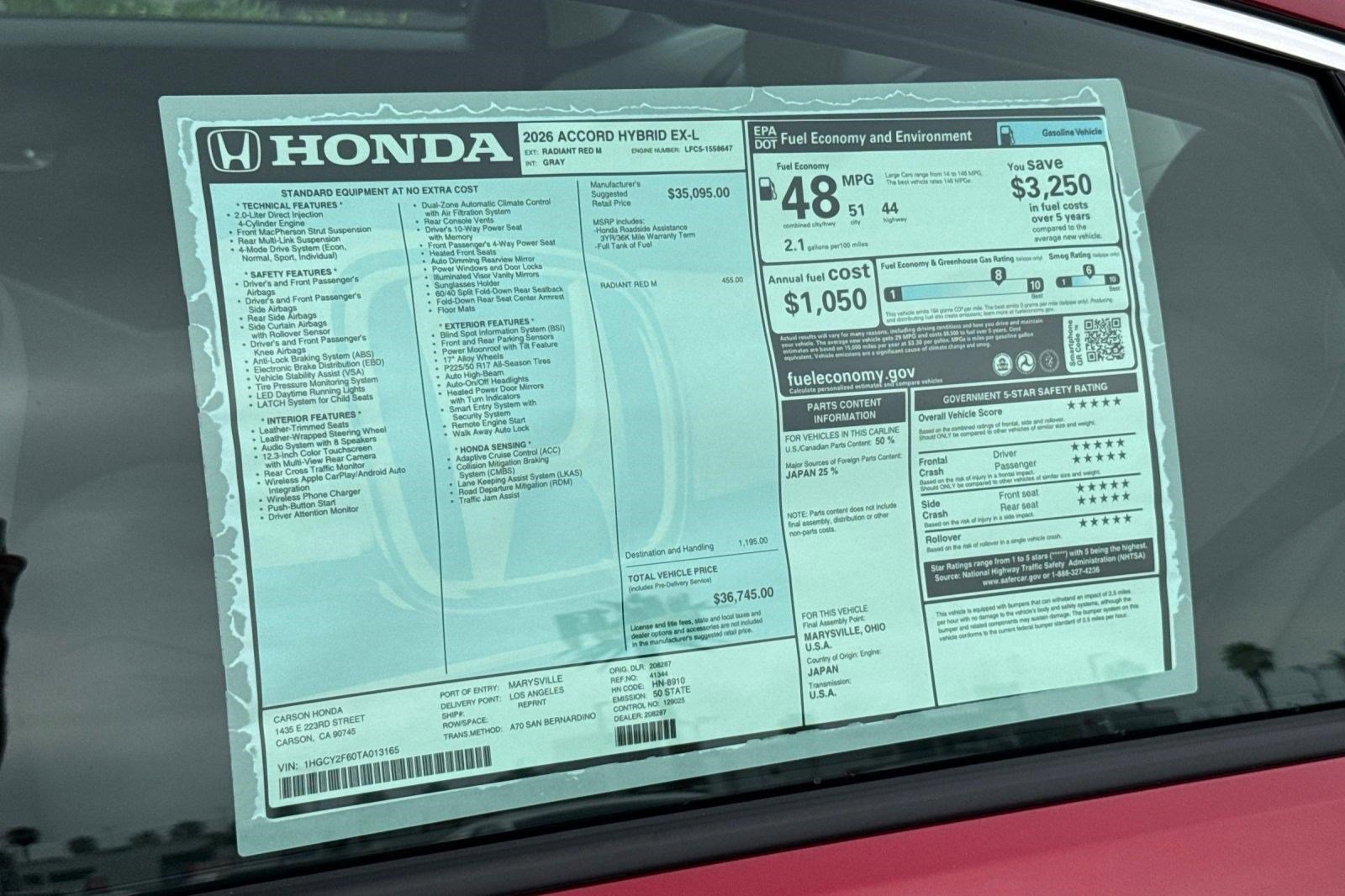 New 2026 Honda Accord EX-L image 33