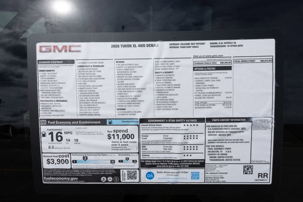 New 2026 GMC Yukon XL Denali w/ Sun & Power Step Package AWD/4WD image 36