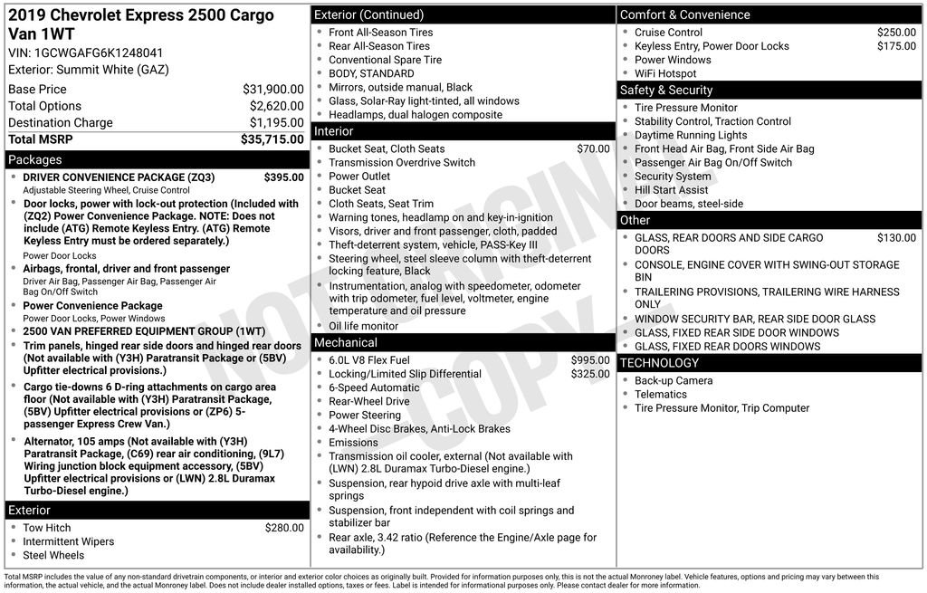 Used 2019 Chevrolet Express 2500 w/ Driver Convenience Package image 7