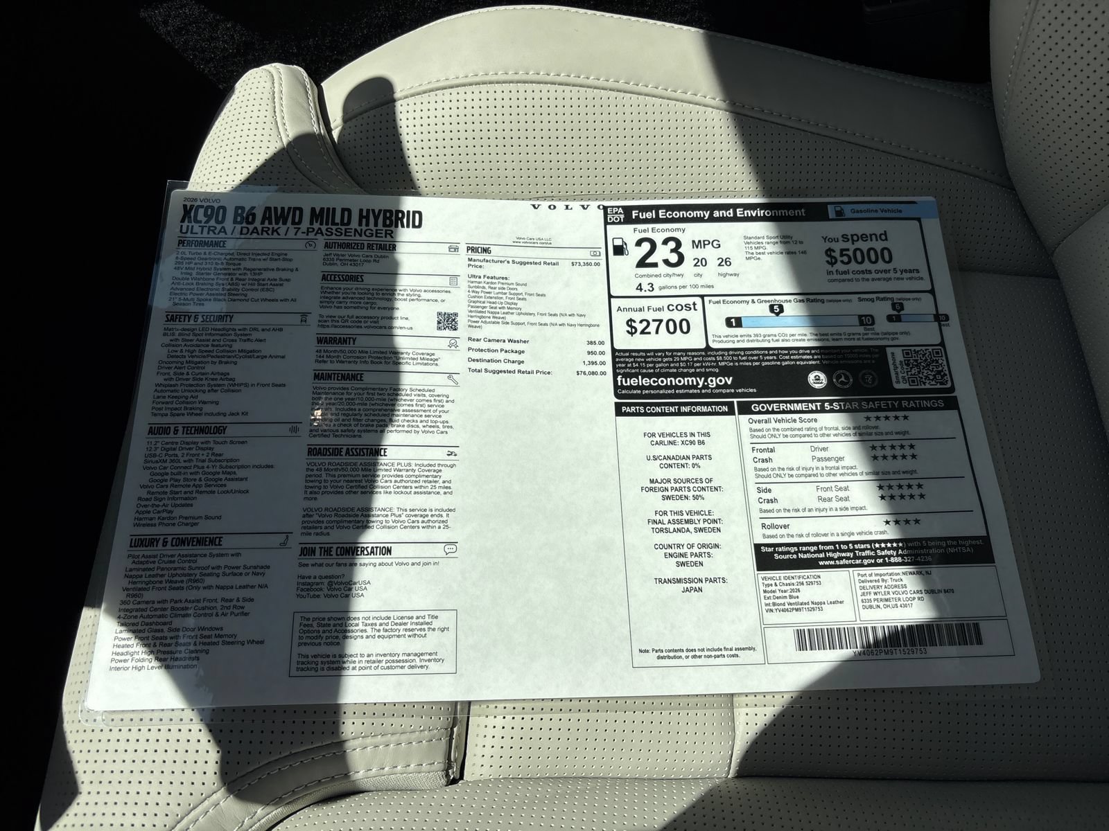 New 2026 Volvo XC90 B6 Ultra w/ Protection Package Premier AWD/4WD image 33