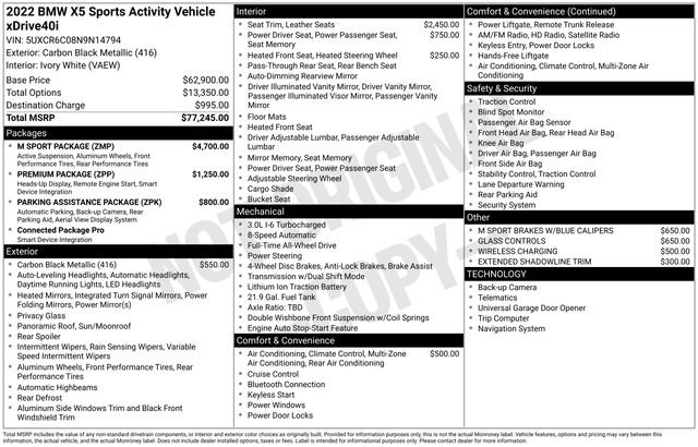 Used 2022 BMW X5 xDrive40i w/ M Sport Package image 42