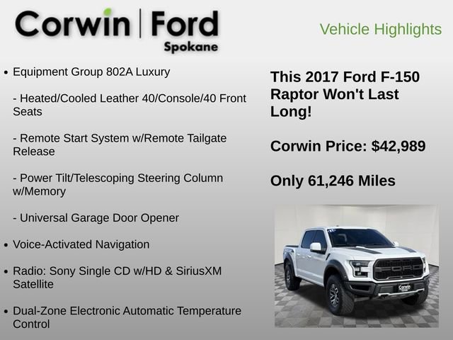 Used 2017 Ford F150 Raptor w/ Equipment Group 802A Luxury AWD/4WD image 24
