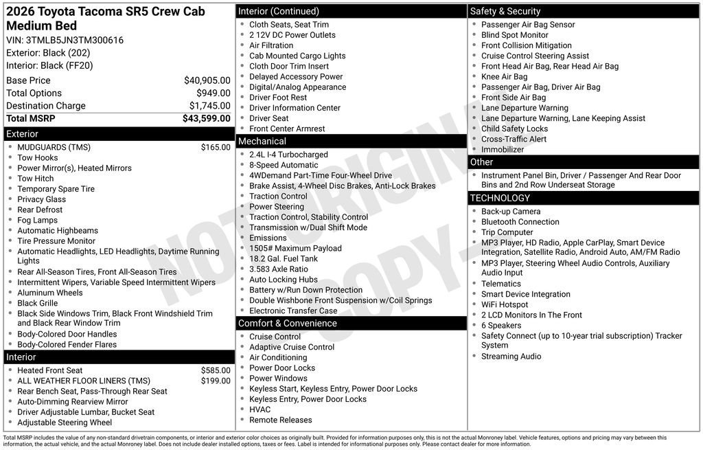New 2026 Toyota Tacoma SR5 AWD/4WD image 7