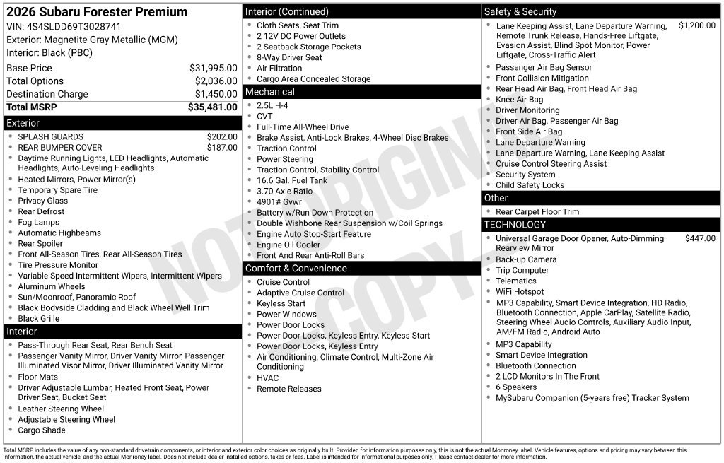 Certified 2026 Subaru Forester Premium AWD/4WD image 7