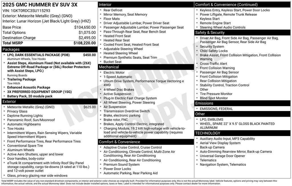 New 2025 GMC Hummer EV 3X w/ LPO, Dark Essentials Package image 2
