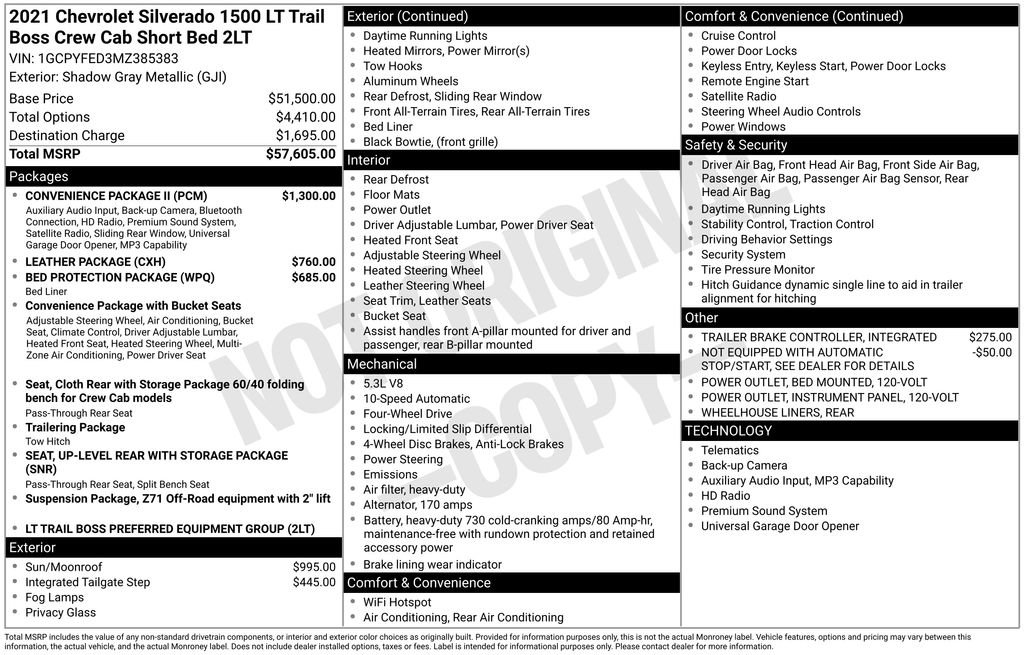 Used 2021 Chevrolet Silverado 1500 LT Trail Boss w/ Convenience Package II image 2