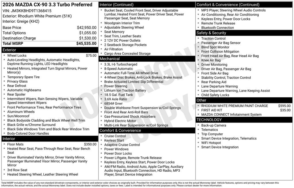 New 2026 MAZDA CX-90 3.3 Turbo w/ Preferred Package image 6
