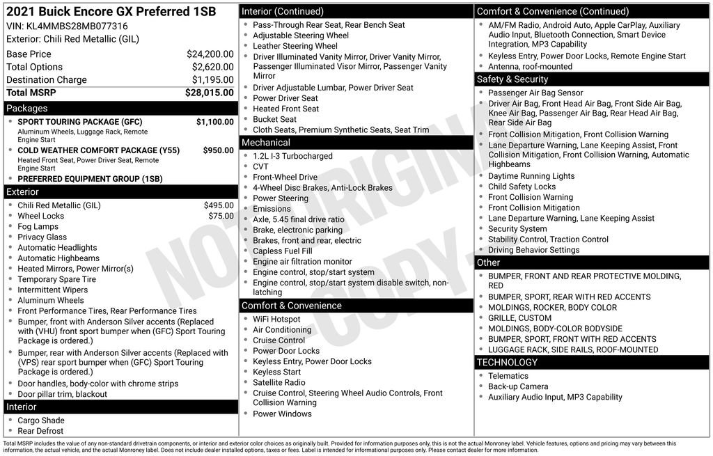Used 2021 Buick Encore GX Preferred w/ Sport Touring Package FWD image 26