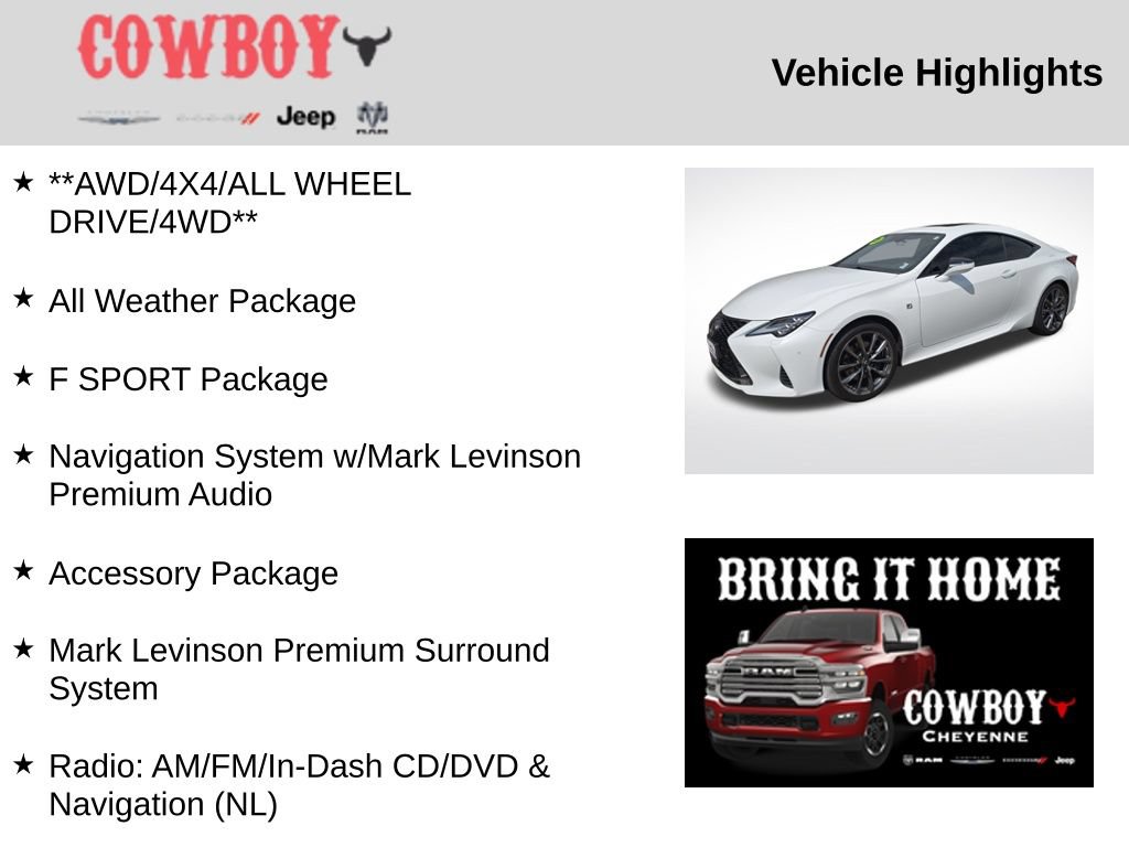 Used 2020 Lexus RC 350 F Sport w/ Accessory Package AWD/4WD image 5