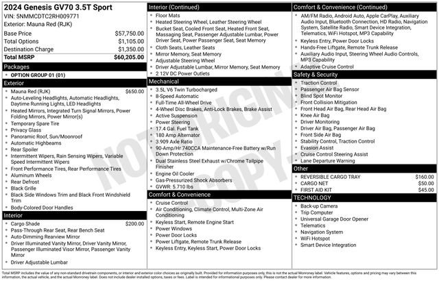 Used 2024 Genesis GV70 3.5T Sport image 11