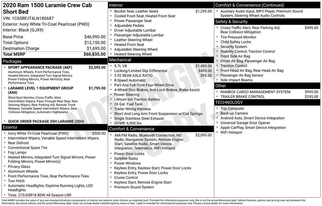 Used 2020 RAM 1500 Laramie w/ Sport Appearance Package image 15