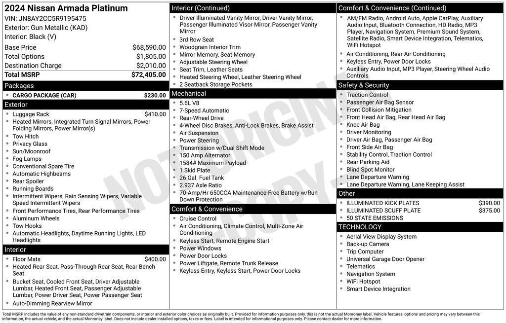 Used 2024 Nissan Armada Platinum w/ Cargo Package image 35
