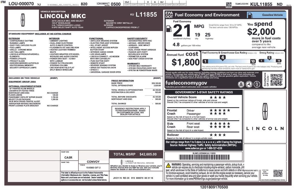 Used 2019 Lincoln MKC Select w/ Select Plus Package image 17