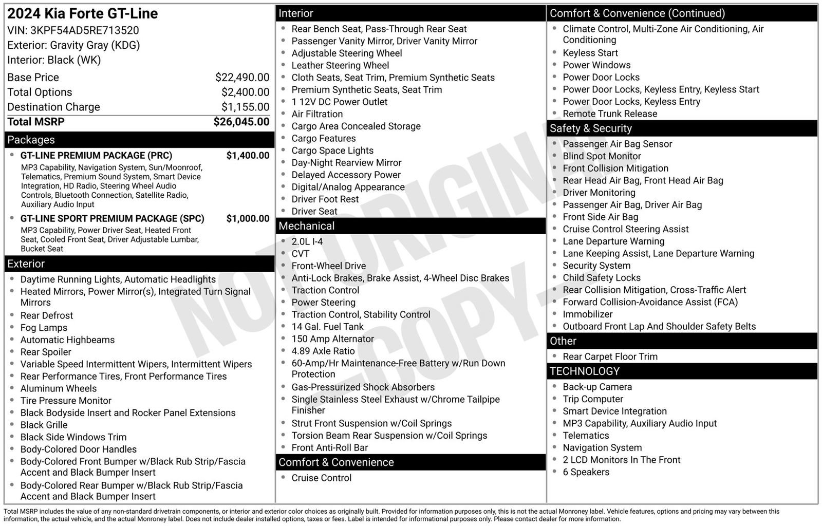 Used 2024 Kia Forte GT-Line w/ GT-Line Premium Package FWD image 3