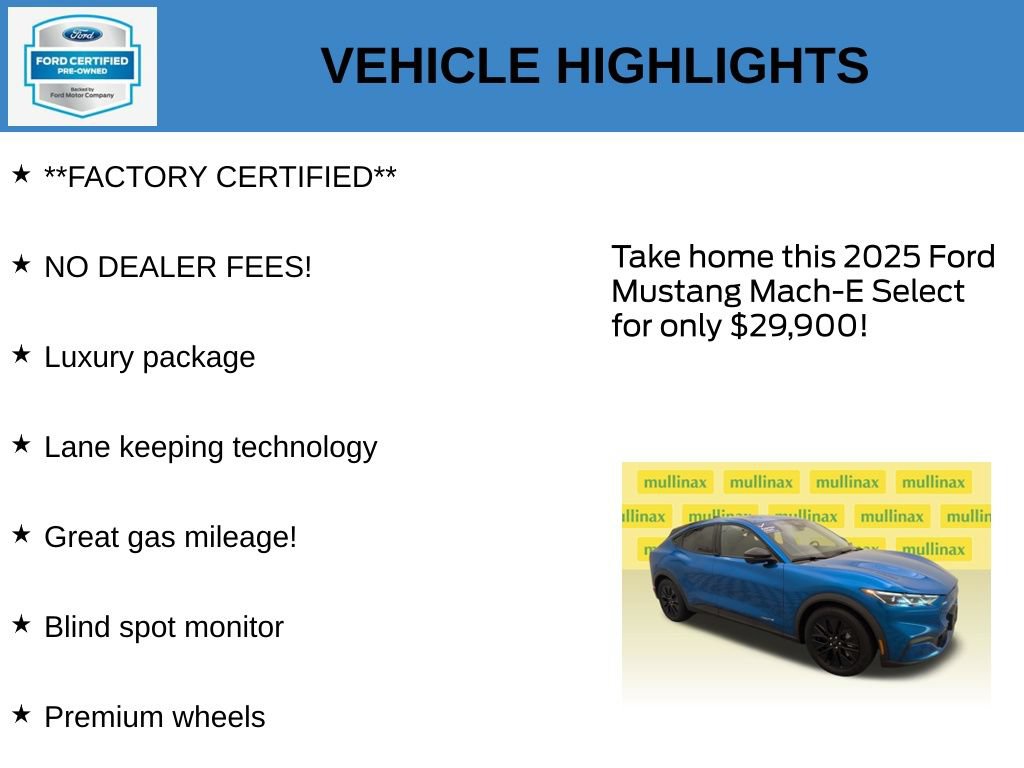 Certified 2025 Ford Mustang Mach-E Select w/ Comfort Package Lite RWD image 11