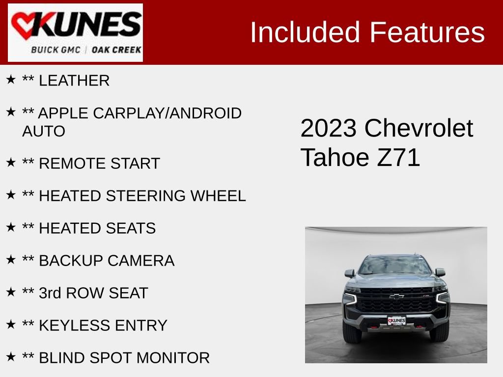 Used 2023 Chevrolet Tahoe Z71 w/ Luxury Package AWD/4WD image 2
