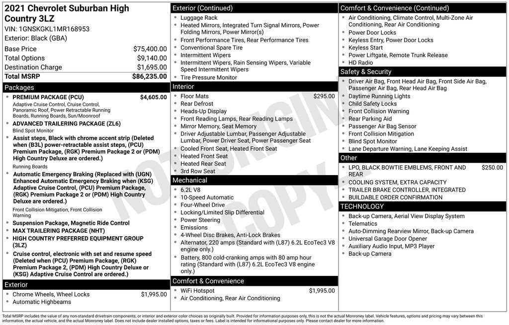 Used 2021 Chevrolet Suburban High Country w/ Premium Package image 4