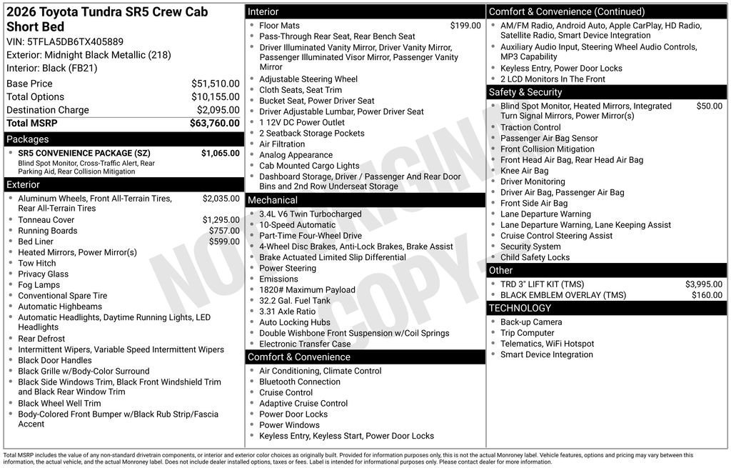 New 2026 Toyota Tundra SR5 w/ SR5 Convenience Package AWD/4WD image 7