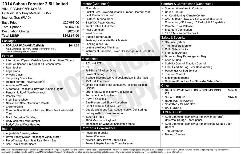 Used 2014 Subaru Forester 2.5i Limited w/ Popular Package #2 image 29