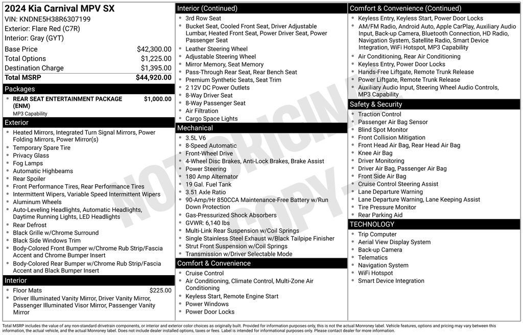 Certified 2024 Kia Carnival SX